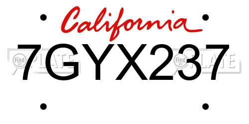 7GYX237 California License Plate