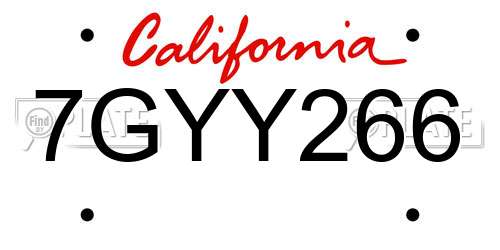 7GYY266 California License Plate