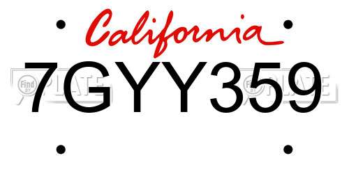 7GYY359 California License Plate