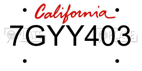 7GYY403 California License Plate
