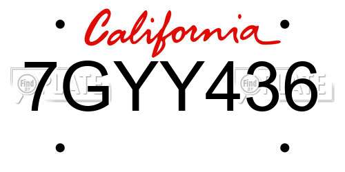 7GYY436 California License Plate