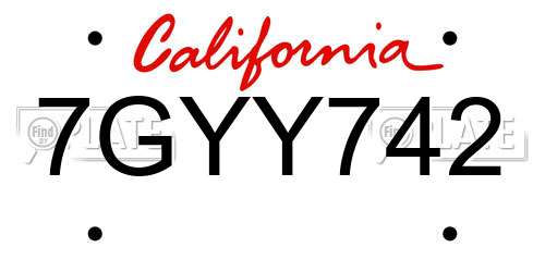 7GYY742 California License Plate
