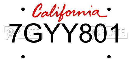 7GYY801 California License Plate