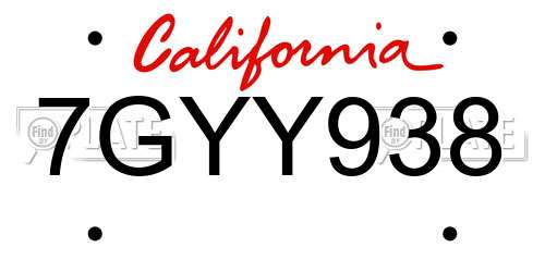 7GYY938 California License Plate