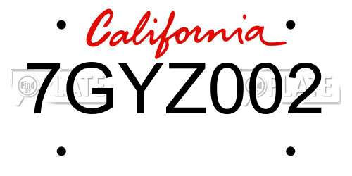 7GYZ002 California License Plate
