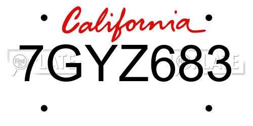 7GYZ683 California License Plate