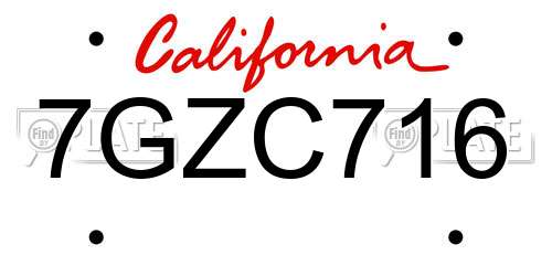 7GZC716 California License Plate