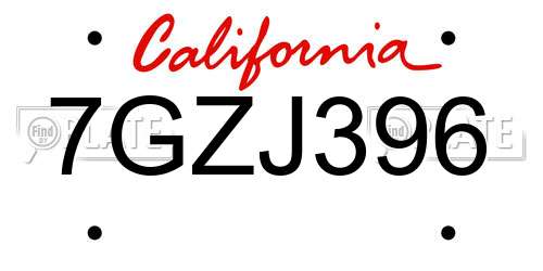 7GZJ396 California License Plate
