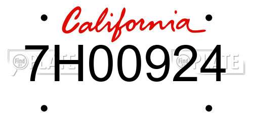 7H00924 California License Plate