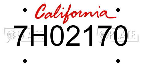 7H02170 California License Plate