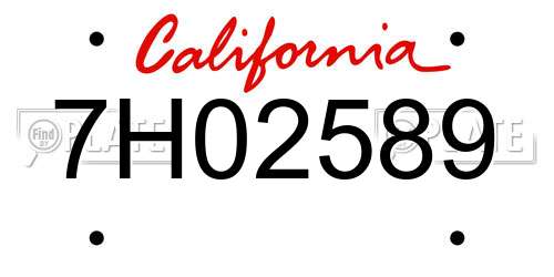 7H02589 California License Plate