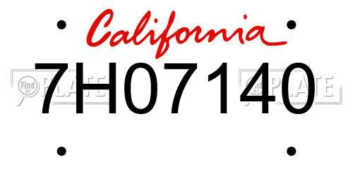 7H07140 California License Plate