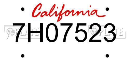 7H07523 California License Plate