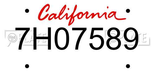7H07589 California License Plate