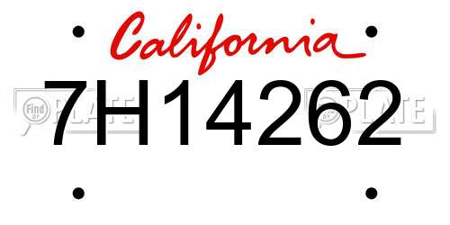 7H14262 California License Plate