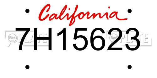 7H15623 California License Plate