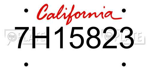 7H15823 California License Plate