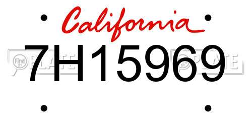 7H15969 California License Plate