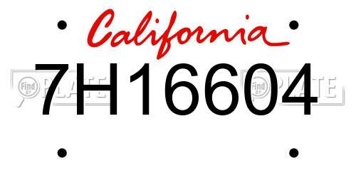 7H16604 California License Plate