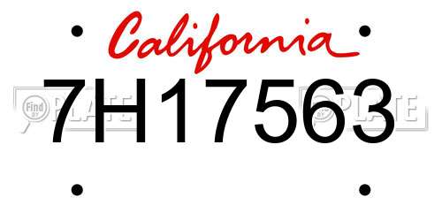 7H17563 California License Plate
