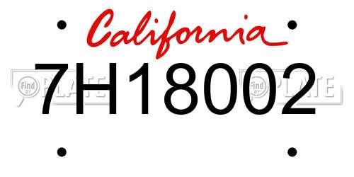 7H18002 California License Plate