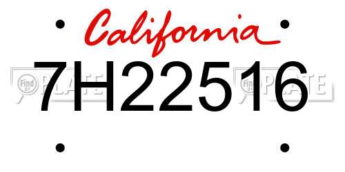 7H22516 California License Plate