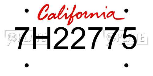7H22775 California License Plate