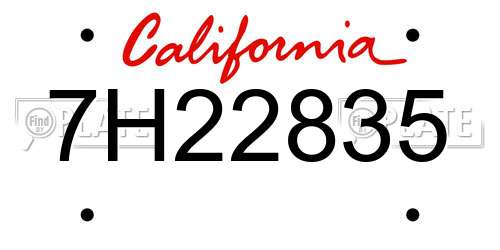 7H22835 California License Plate