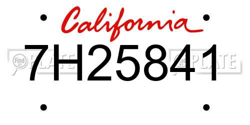 7H25841 California License Plate