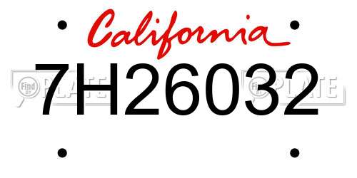 7H26032 California License Plate