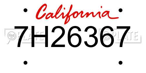 7H26367 California License Plate