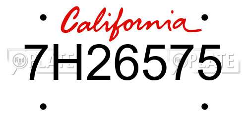 7H26575 California License Plate