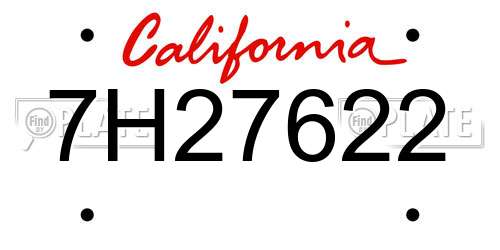 7H27622 California License Plate