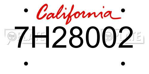 7H28002 California License Plate