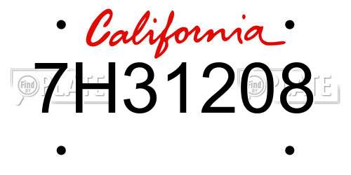 7H31208 California License Plate