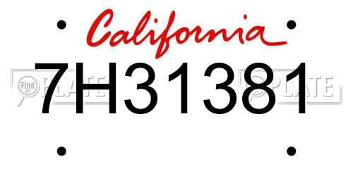7H31381 California License Plate