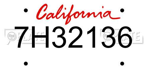 7H32136 California License Plate