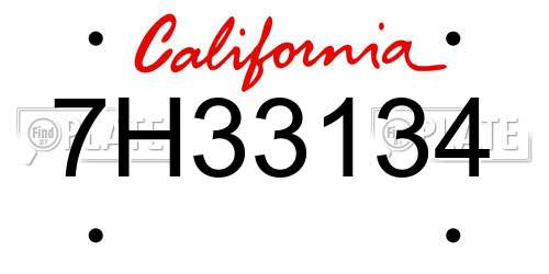 7H33134 California License Plate