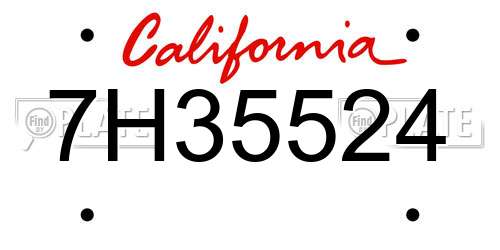 7H35524 California License Plate
