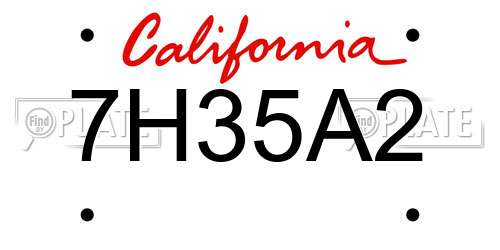 7H35A2 California License Plate