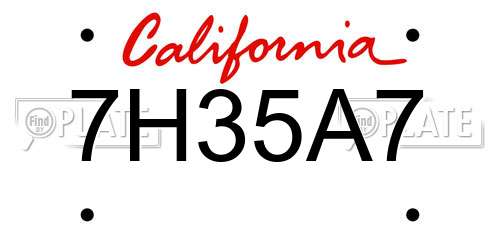 7H35A7 California License Plate
