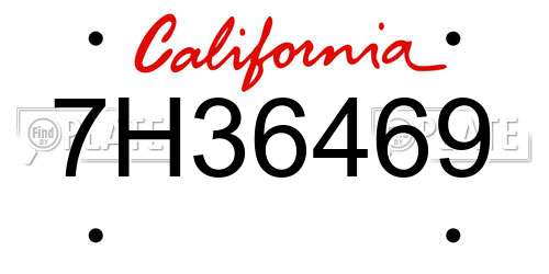 7H36469 California License Plate