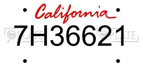 7H36621 California License Plate