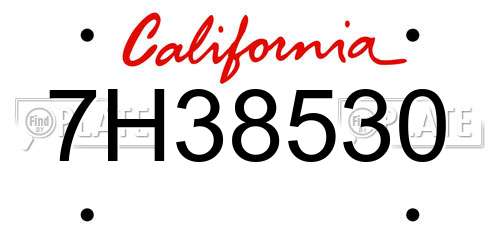 7H38530 California License Plate