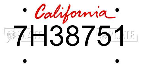 7H38751 California License Plate