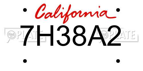 7H38A2 California License Plate