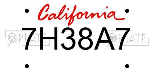 7H38A7 California License Plate