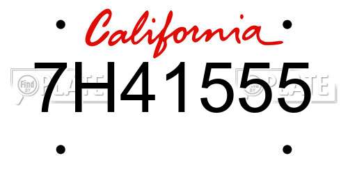 7H41555 California License Plate