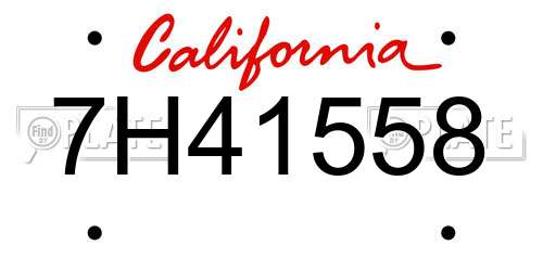 7H41558 California License Plate
