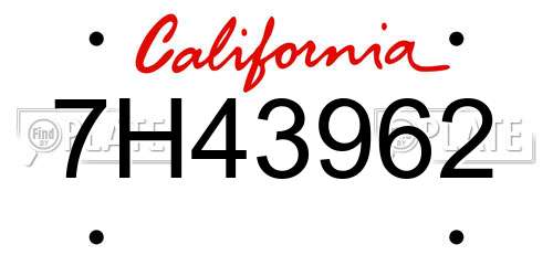 7H43962 California License Plate
